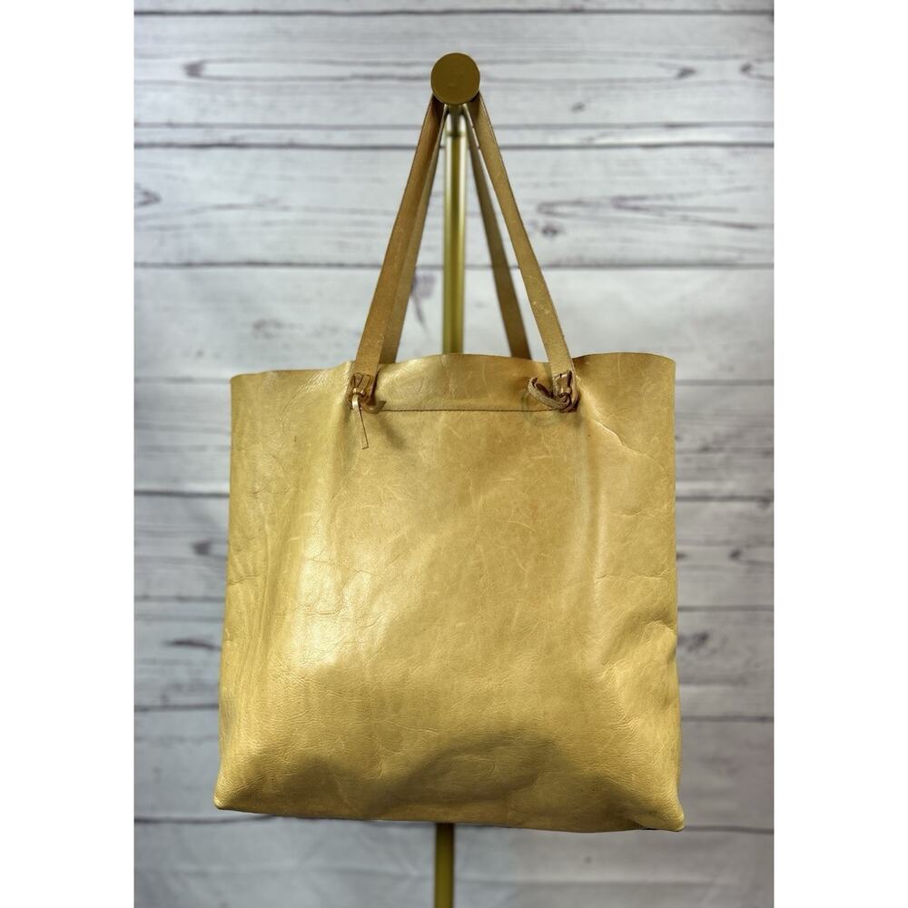 Madewell Tan Leather Large Tote Bag Minimalist Shopper Shoulder Purse - Picture 2 of 9